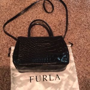 Furla croc embossed shoulder/ crossbody bag
